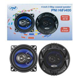 Boxe auto Difuzoare auto coaxiale PNI HIFI400, 80W, 4 Ohm, 10 cm, 3 cai, Injection Core cu diametru 100mm, set 2 buc