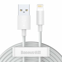 Simple Wisdom, Fast Charging Data Cable pt. smartphone, KIT 2 x USB la Lightning Iphone 2.4A, 1.5m, alb