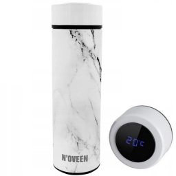 Termos Noveen cu LED 450 ml, TB2319 Marble Otel inoxidabil Alb