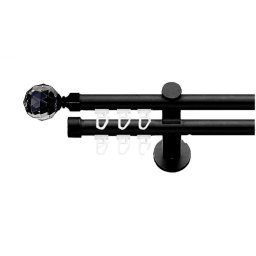 Galerie dubla Kula Crystal teava profil negru 19mm