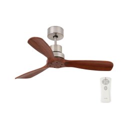 Ventilator de tavan FARO 33508DC MINI LANTAU crom/maro d. 108 cm + telecomandă