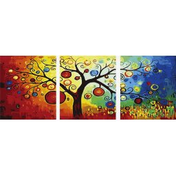 Set 3 picturi pe numere, cu sasiu, Copacul banilor 50 x 150 cm