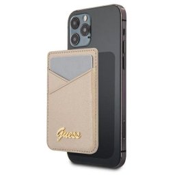 Suport card Guess Saffiano Metal Logo, culoare roz