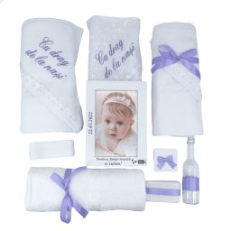 Trusou botez cu rama foto personalizata, lila - ILIF205057