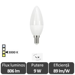 VK Light Bec LED LEDcandle 9-60W E14 230V B38 alb-cald