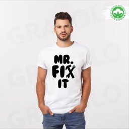Tricou alb personalizat: Mr. Fix It (barbat)
