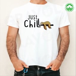 Tricou alb personalizat: Just Chill (barbat)