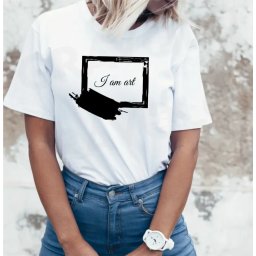 Tricou alb personalizat: I am art (dama)