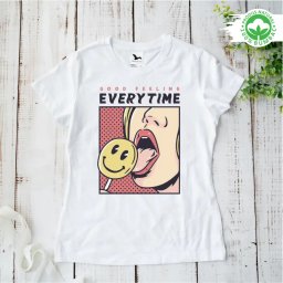 Tricou alb personalizat: Good feeling everytime lollipop