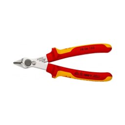 Cleste electronist de mare precizie KNIPEX Electronic Super Knips VDE, otel inoxidabil, taiere ultraperformanta, manere multicomponent izolate 1000 V, 125 mm, fabricat in Germania 78 06 125
