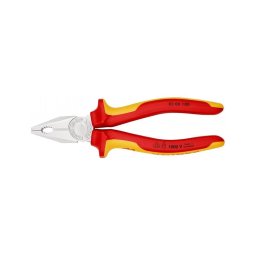 Cleste patent combinat VDE KNIPEX cromat, efect de parghie mare, testat 1000 V, maner multicomponent, 180 mm, fabricat in Germania 03 06 180