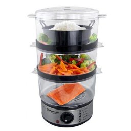 Aparat de gatit cu abur Aparat de gatit cu aburi EKG009 Volcano 400W 3 tavi Negru/Argintiu