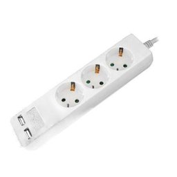 Prelungitor SKU-8774 3 prize, 2 USB, lungime cablu 1.5 m, alb