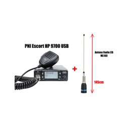 Statie Radio CB PNI Escort HP 9700 USB ASQ 12v 24v + Antena Radio CB ML160 145cm + Talpa Magnetica 145PL