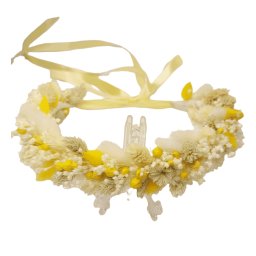 Coronita din flori uscate, alb/galben- AMB205005