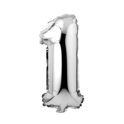 Balon folie cifra 1 argintiu 55 cm