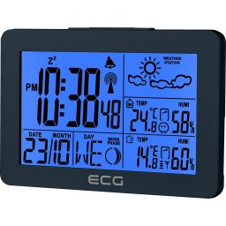 Statie meteo interior-exterior ECG MS 200 Grey, senzor extern fara fir, LCD, ceas, alarma