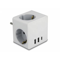 Prelungitor in forma de cub cu 3 x Schuko + 2 x USB-A + 1 x USB type C, Delock 11496
