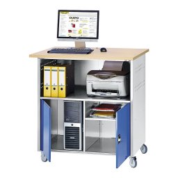 Masă PC cu perete despărțitor central, cu set de roți