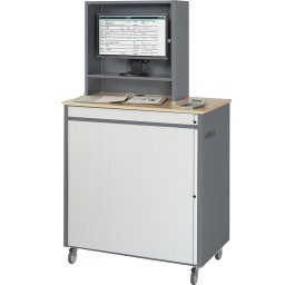 Stație de lucru pentru calculator î. x lăț. x ad. 1810 x 1030 x 660 mm, cu carcasă pentru monitor, mobilă