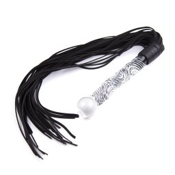 Kiotos Fancy Black Flogger with Glass Handle