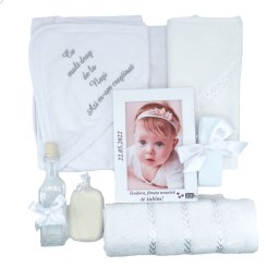 Trusou botez fetita, cu rama foto personalizata, alb - ILIF205080