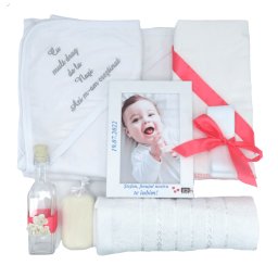 Trusou botez baietel, cu rama foto personalizata, corai - ILIF205078