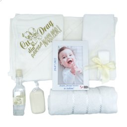 Trusou botez baietel, cu rama foto personalizata, Ingerasi - ILIF205076