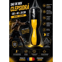 Sac de box Clepsidra 130 x 40 x 20 cm Negru+Galben