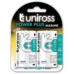 Baterii alcaline D, R20, blister 2 bucati UNIROSS