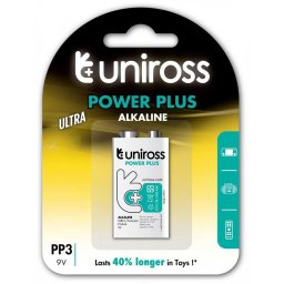 Baterii alcaline E, 6LR61, 9V, blister 1 bucata UNIROSS