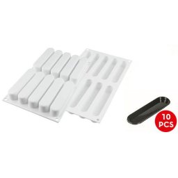 Forma Silicon Fashion Ecler pentru Prajituri si Monoportii 13 x 2.5 x H 2.5 cm, 10 Tavite + Decupator
