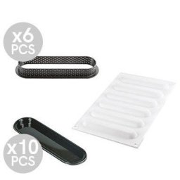 Set Tarte 14.6 x 3.5 cm, 6 Rame Microforate + Forma Silicon 6 cavitati