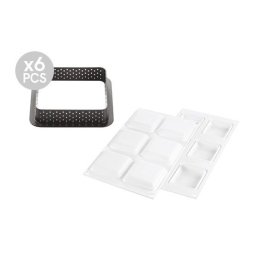 Set Tarte 8 x 8 cm, 6 Rame Microforate + Forma Silicon 6 cavitati