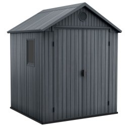 Casuta de gradina, Keter, Gri, 6x6, colectie Darwin, cu usa dubla, cu podea, cu ventilatie