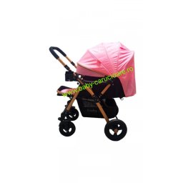Cărucior nou născut 2 in 1 +plasă pentru insecte Baby Care 511 Roz