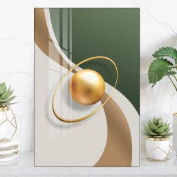 Tablou Canvas Ilustratie Abstracta Auriu cu Verde ILM34C (Dimensiune LxH: 130x195cm)