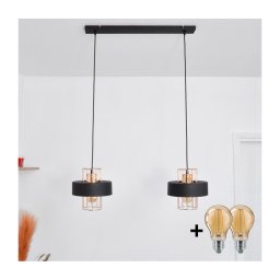LED Lustră pe cablu VOLTA 2xE27/15W/230V neagră/aurie
