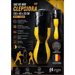 Sac de box Clepsidra EvoGym ART 130 x 40 x 20 cm Negru+Galben