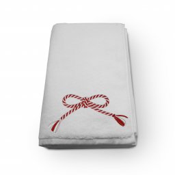 Prosop baie Brodat Model Martisor, Bumbac 100%, Alb, 70x140cm - 400gr/mp