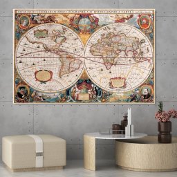 Tablou Harta Lumii Vintage, OLM1 (Dimensiune LxH: 90x60cm)
