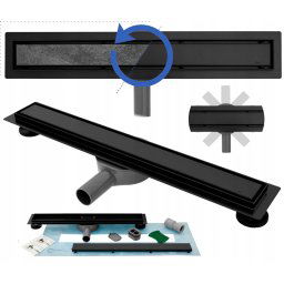Set rigola pentru dus plus capac 90 cm Rea Neo Pro 2 in 1 negru