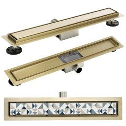 Set rigola pentru dus plus capac 80 cm PURE NEO GOLD REA