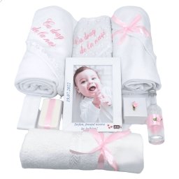 Trusou botez cu rama foto personalizata, roz - ILIF205087