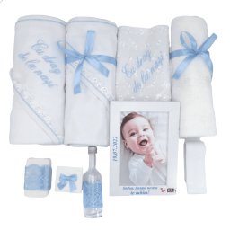 Trusou botez baietel, cu rama foto personalizata, bleu - ILIF205086