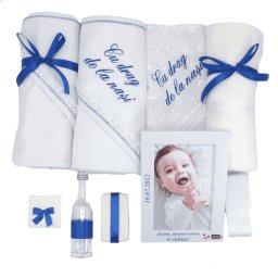 Trusou botez baietel, cu rama foto personalizata, albastru- ILIF205085