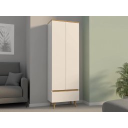 DUA501 - Dulap 65 cm pentru birou, sifonier dormitor cu 2 usi - Alb-Maro, Colectia LIAM