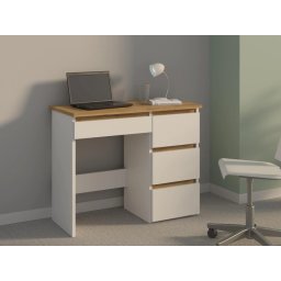BIA516 - Birou 94 cm, masa de calculator cu 4 sertare, office - Alb-Maro, Colectia LIAM