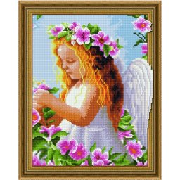 Set goblen cu diamante, cu sasiu, Inocenta angelica, 40x50 cm