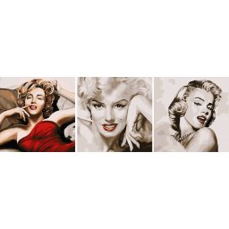 Set 3 picturi pe numere, cu sasiu, Legendara Marilyn, 50 x 150 cm